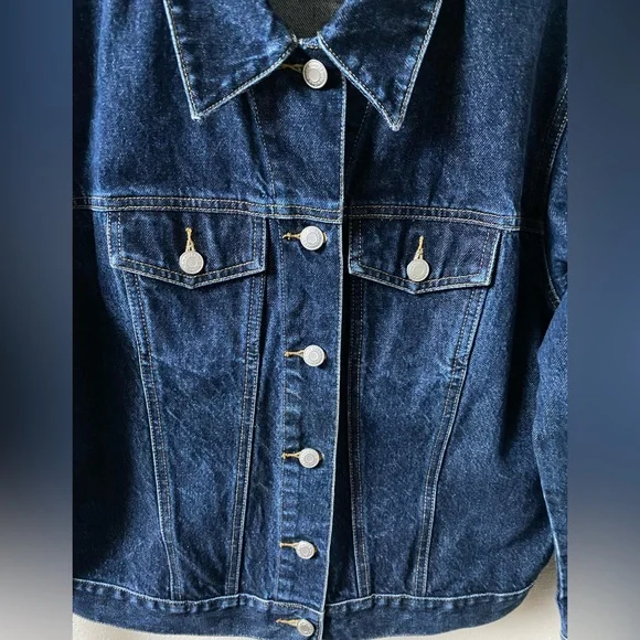 VTG EUC Y2K Old Navy Blue Jeans Dark Wash Denim Jacket (Size:M) - Picture 5 of 10